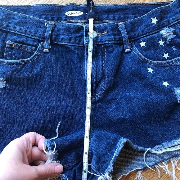 Old Navy Star Embroidered Shorts Distressed Boyfriend Size 2 - Picture 11 of 12